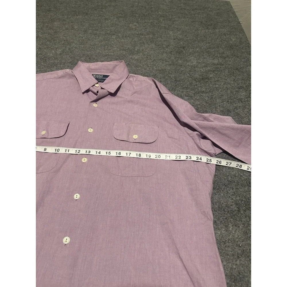 VTG Polo Ralph Lauren Men's L Purple Button Java Workshirt Cotton Fits Bigger
